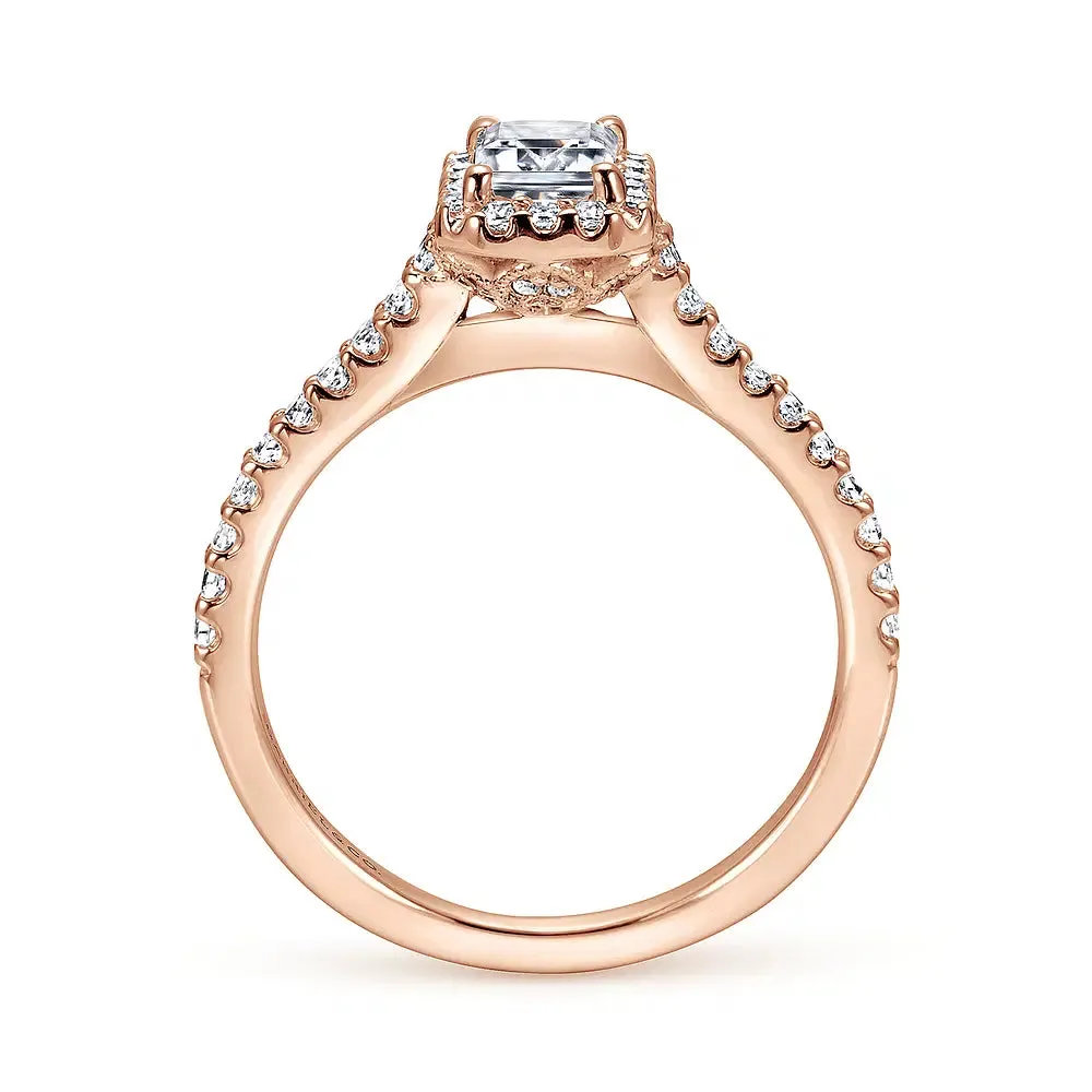 Emerald Halo Diamond Engagement Ring Mounting