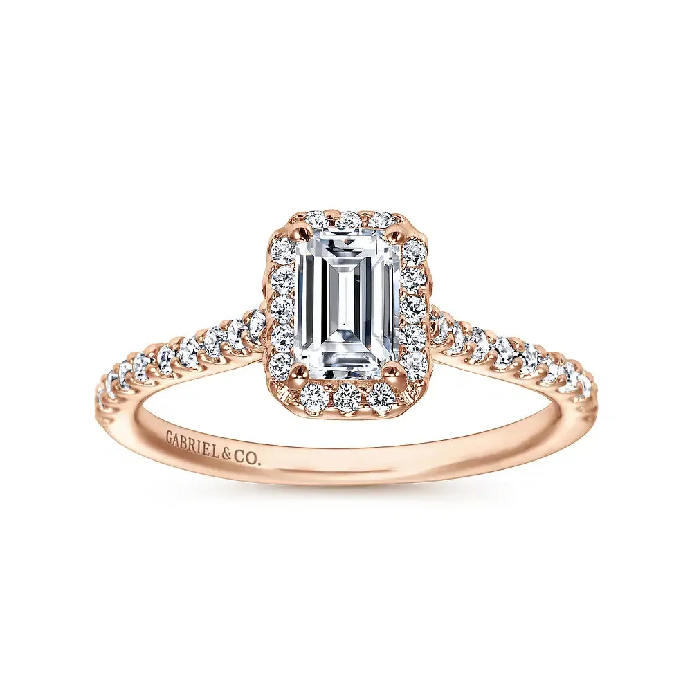 Emerald Halo Diamond Engagement Ring Mounting