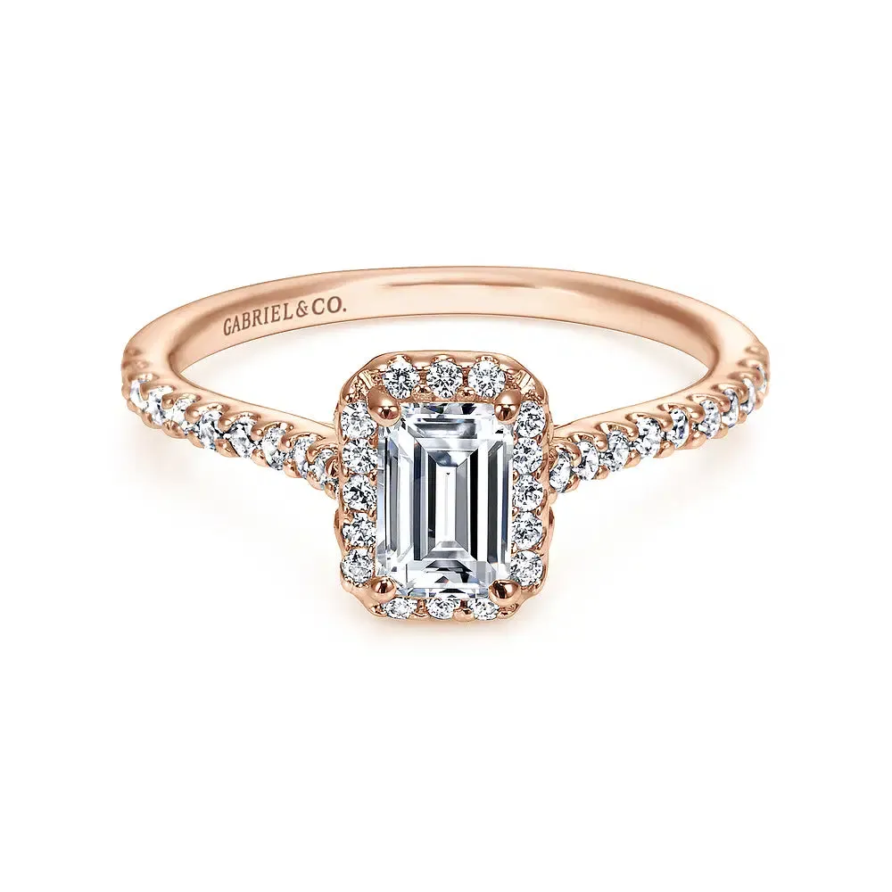 Emerald Halo Diamond Engagement Ring Mounting