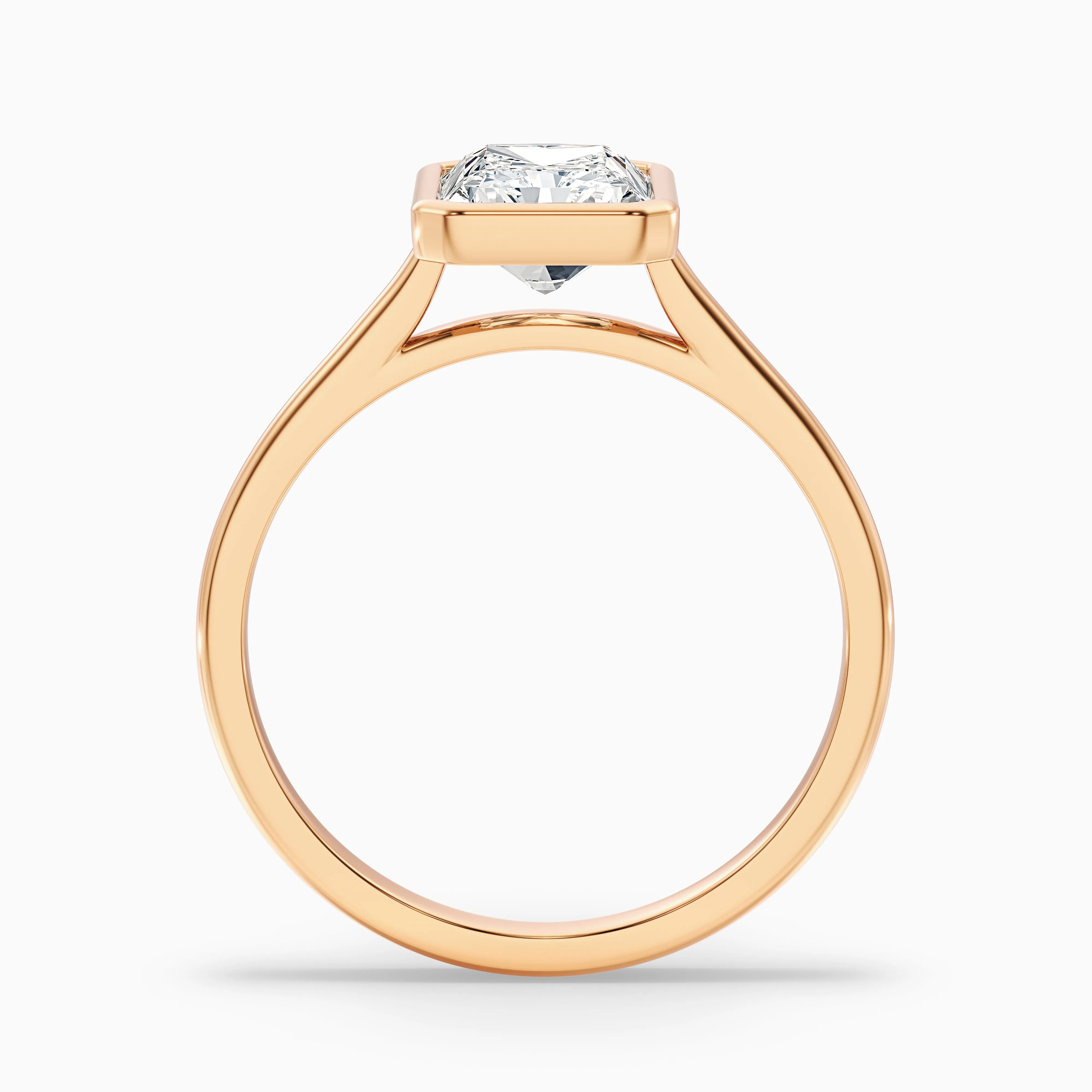 Emery 5 Carat Radiant Cut Bezel Set Solitaire Moissanite Engagement Ring in 18k White Gold