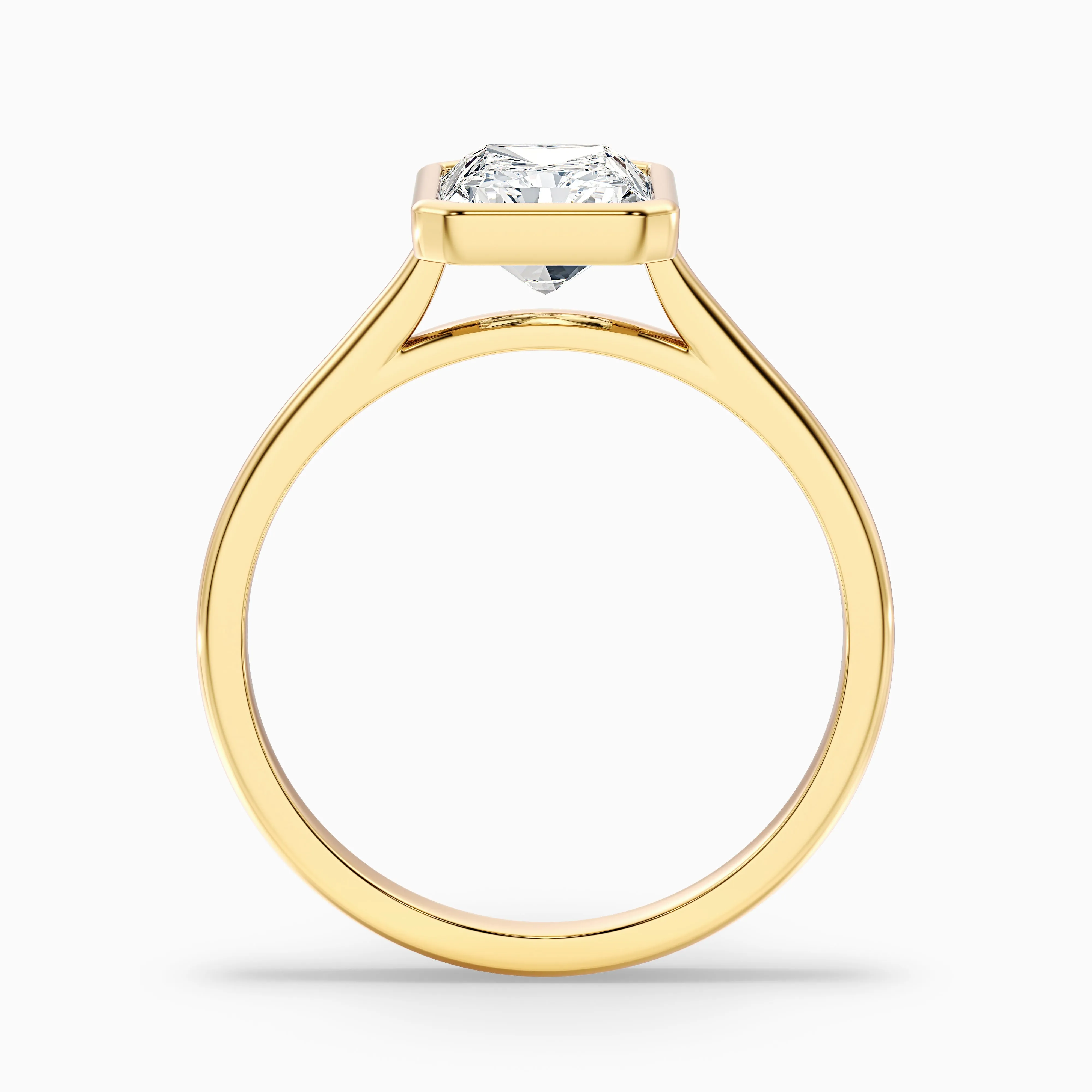Emery 5 Carat Radiant Cut Bezel Set Solitaire Moissanite Engagement Ring in 18k White Gold