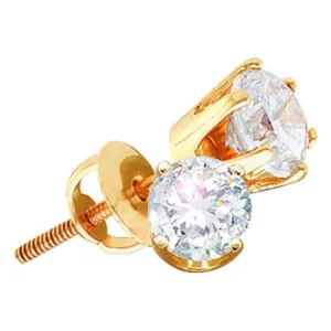 Enchanting 14K Yellow Gold Round Diamond Stud Earrings 2.00 CTTW