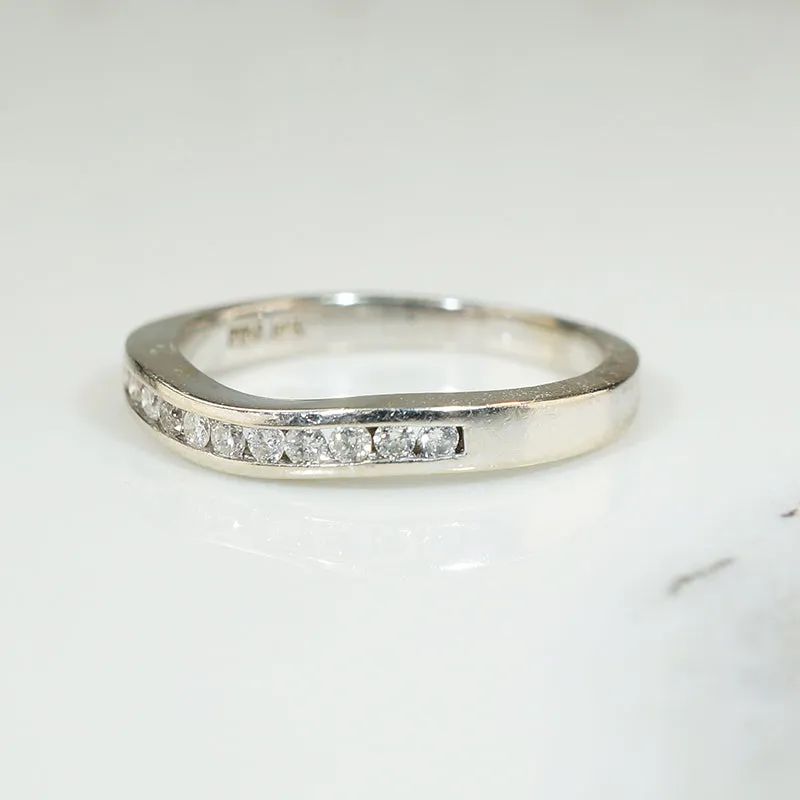 Estate Gently Curved Diamond Band in White Gold