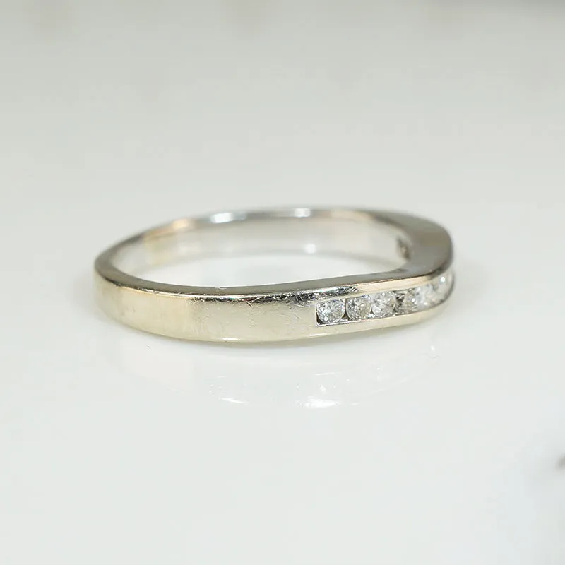 Estate Gently Curved Diamond Band in White Gold