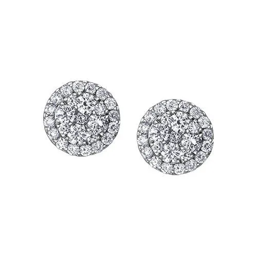 Estoria 10K White Gold (1.00ct) Diamond Cluster Earrings