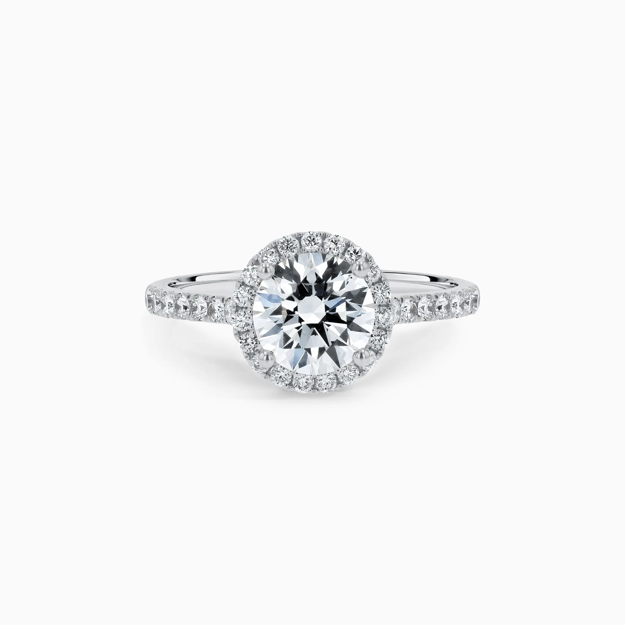 Eternity Halo Diamond 2 ct. Engagement Ring in 18K White Gold