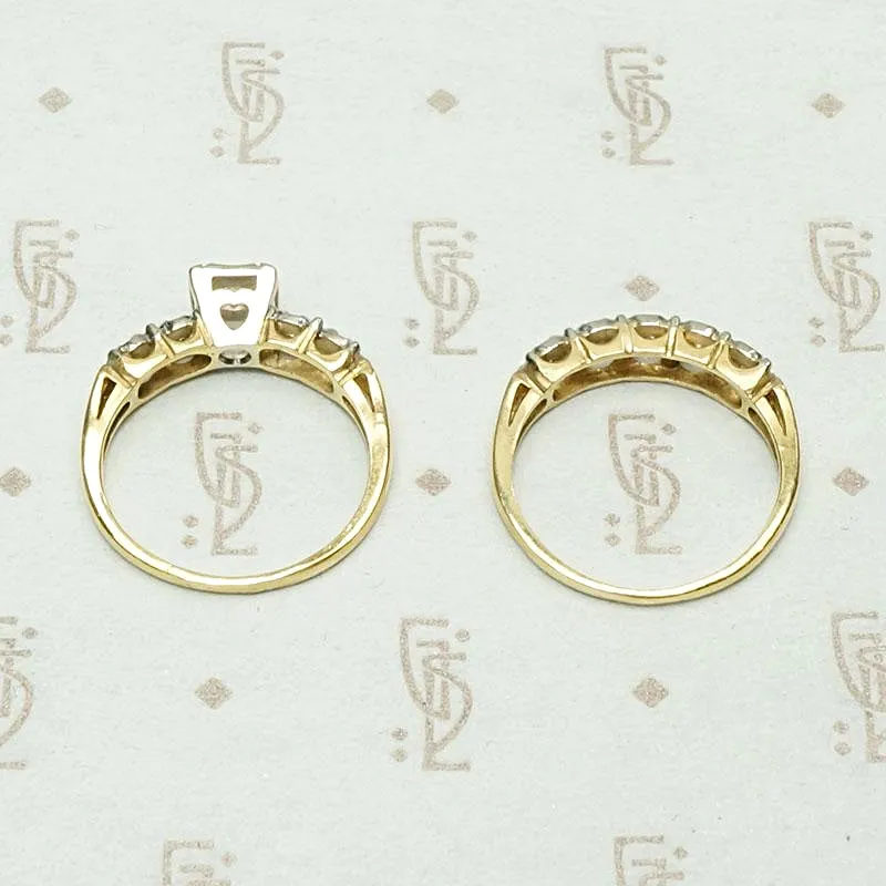 Excellent Condition Two Tone Gold & Diamond Wedding Set