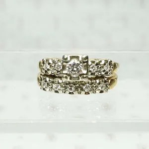 Excellent Condition Two Tone Gold & Diamond Wedding Set