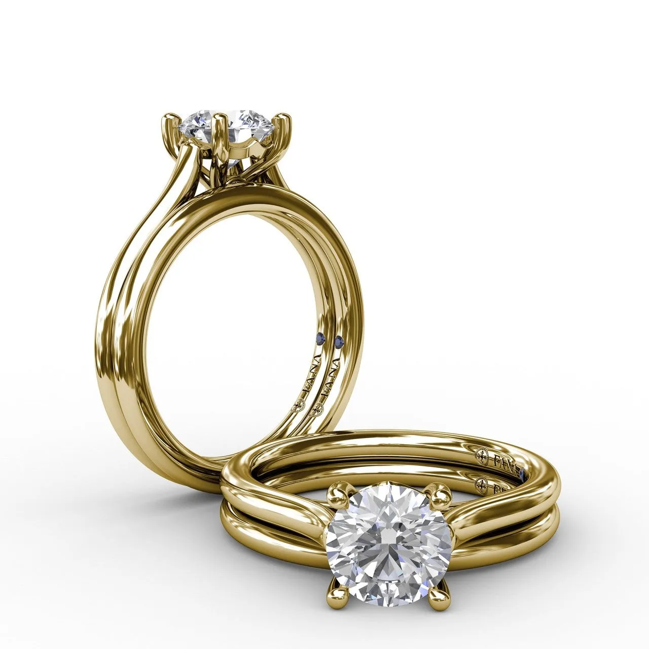Fana Classic Round Diamond Solitaire Engagement Ring With Cathedral Setting