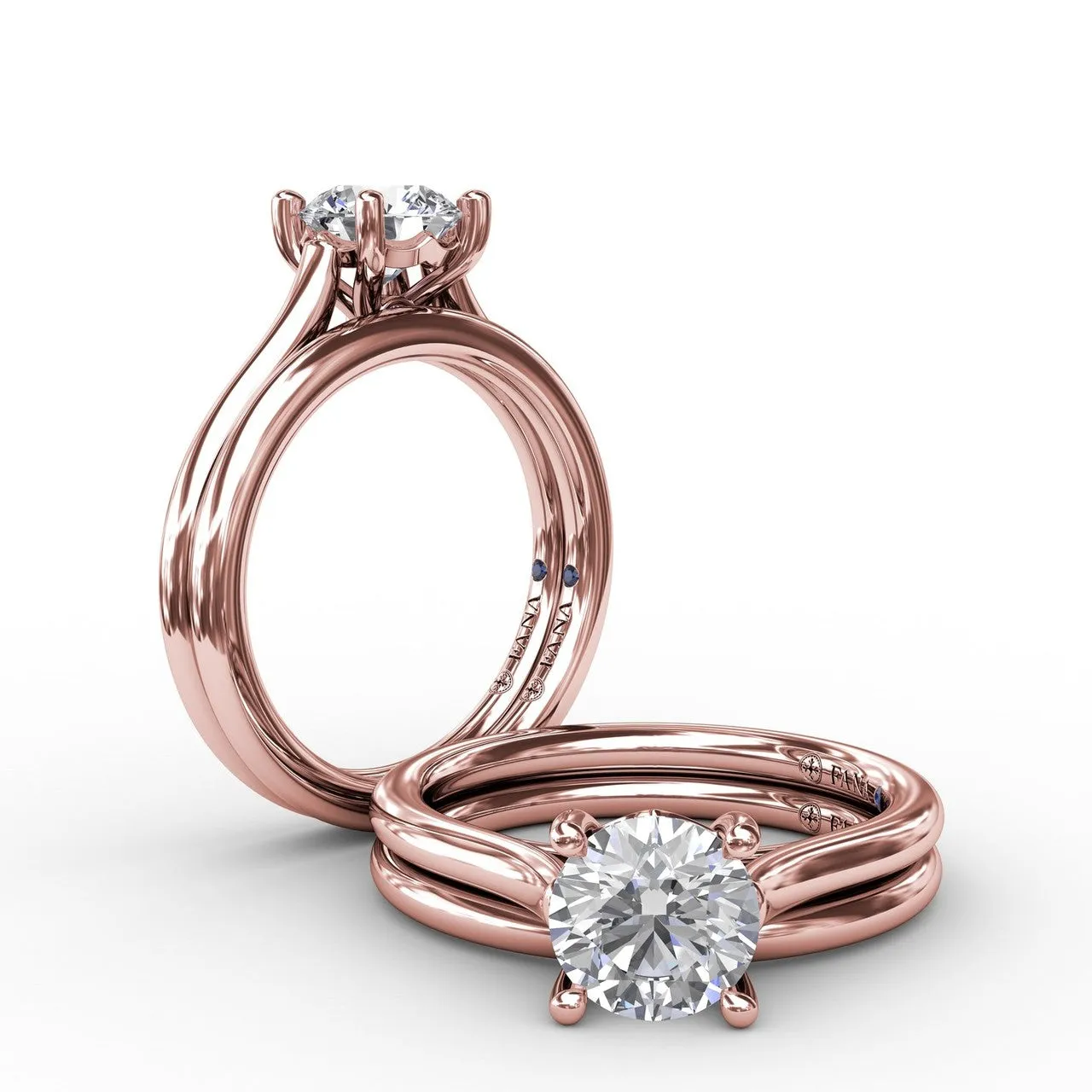 Fana Classic Round Diamond Solitaire Engagement Ring With Cathedral Setting