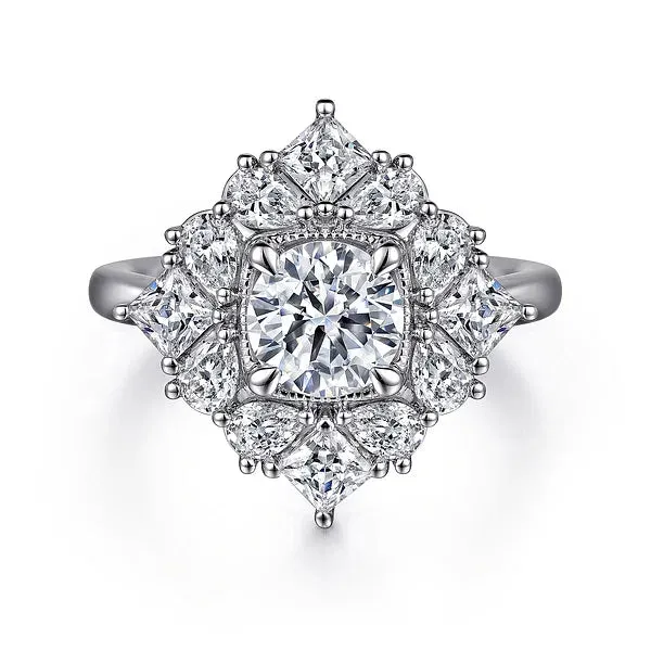Fancy Fun Halo Round Diamond Engagement Ring Mounting