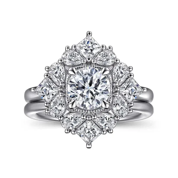 Fancy Fun Halo Round Diamond Engagement Ring Mounting