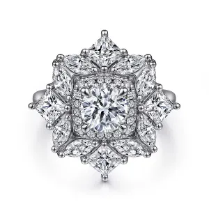 Fancy Halo Round Diamond Engagement Ring Mounting