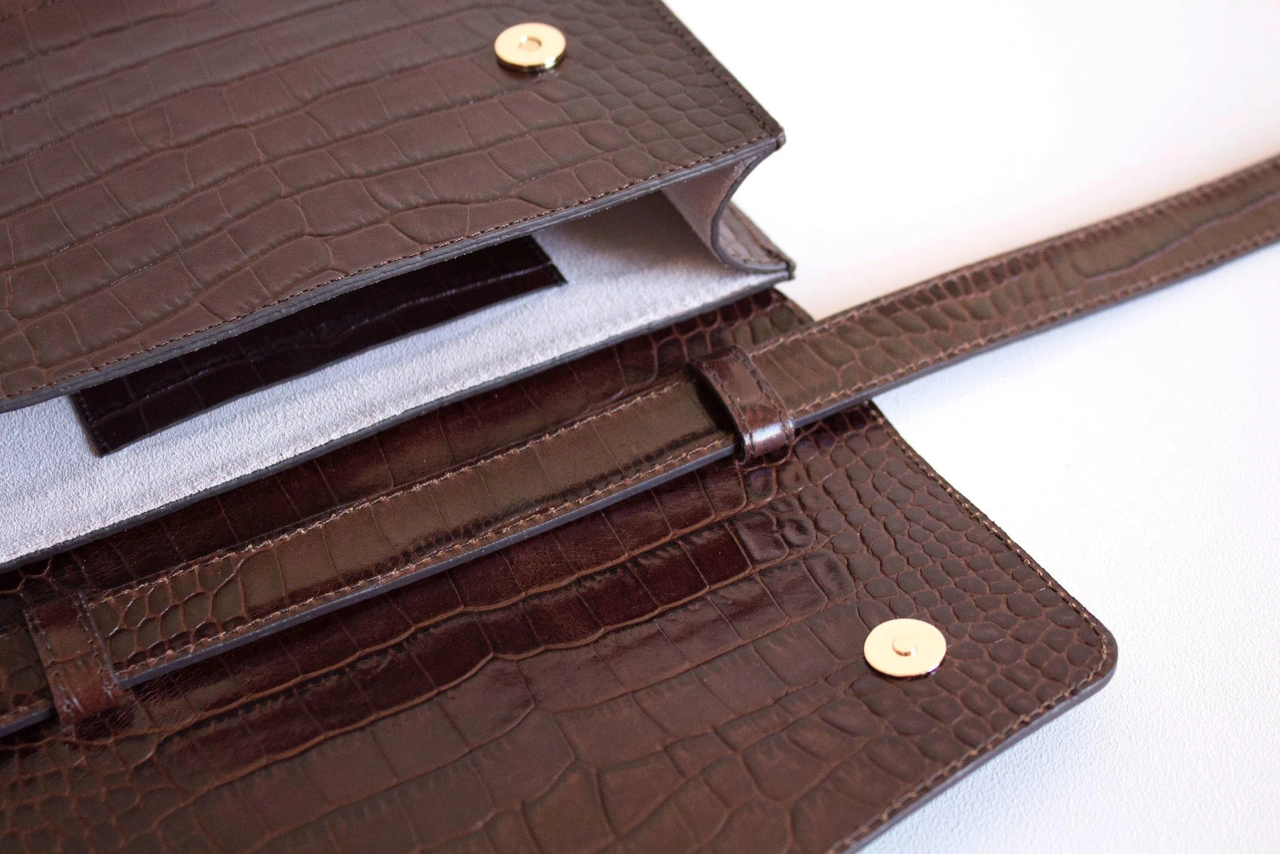 FANNY PACK AND BAG BROWN CROC SP
