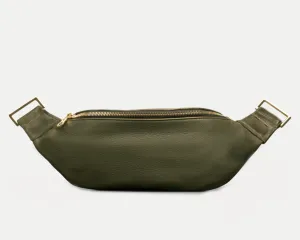 Fanny Pack   Crossbody Bag | Olive Green   Gold Hardware with metallic strap