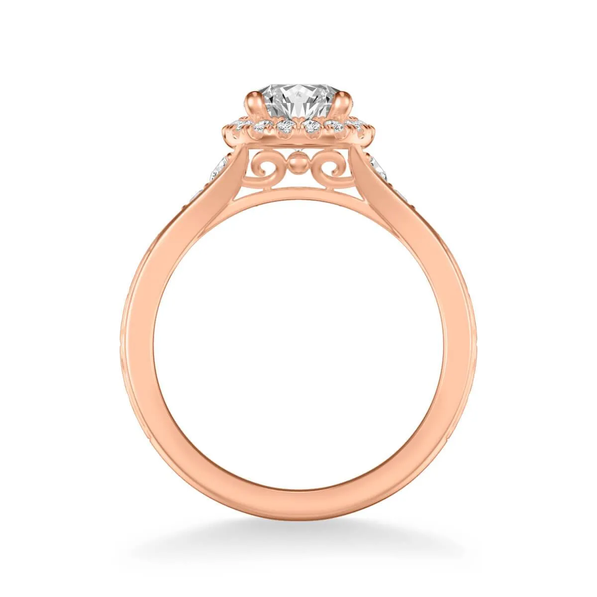 Farrah Vintage Round Halo Diamond Engagement Ring