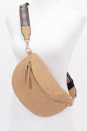 Faux Leather Fanny Pack W/ Multi Color Strap
