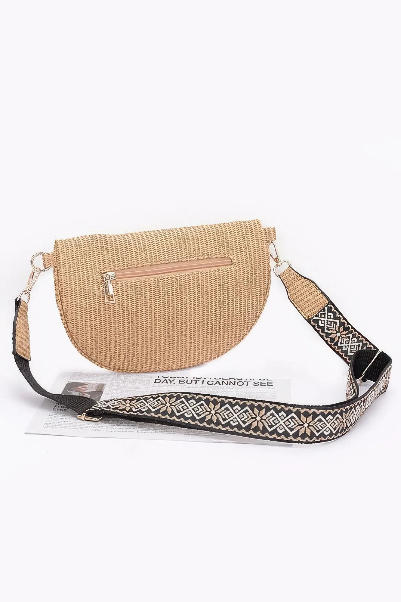 Faux Leather Fanny Pack W/ Multi Color Strap