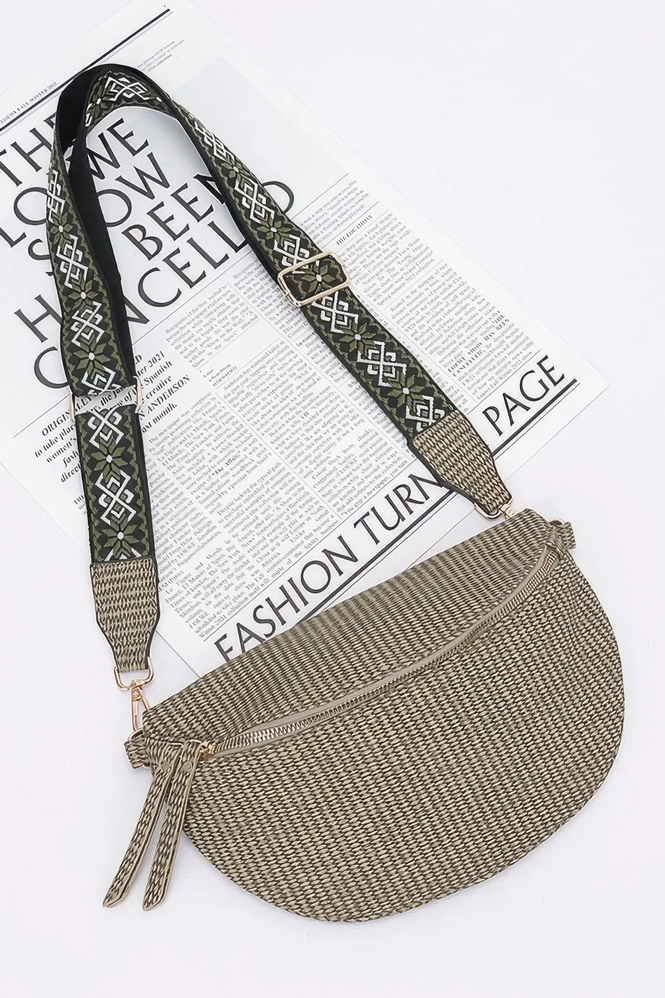 Faux Leather Fanny Pack W/ Multi Color Strap