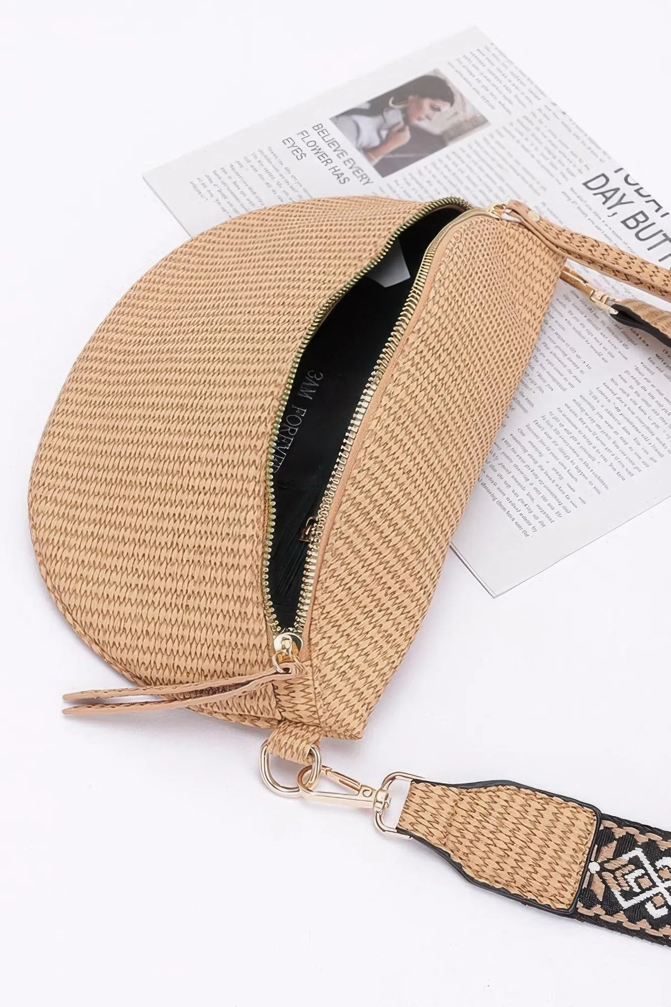 Faux Leather Fanny Pack W/ Multi Color Strap