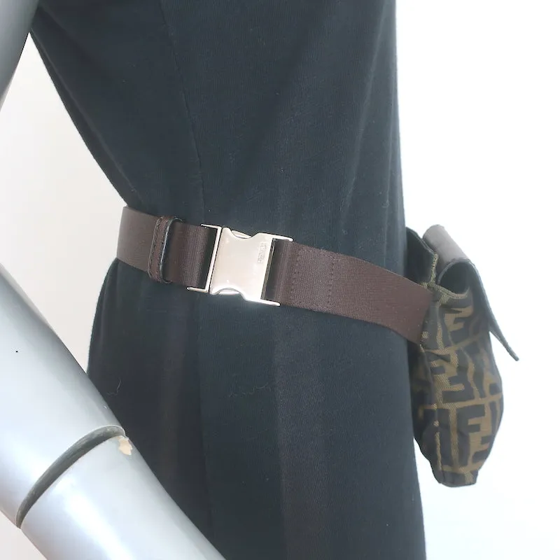 Fendi Zucca Fanny Pack Belt Bag Brown Canvas & Leather