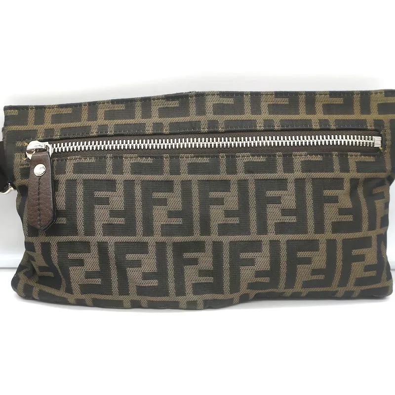 Fendi Zucca Fanny Pack Belt Bag Brown Canvas & Leather