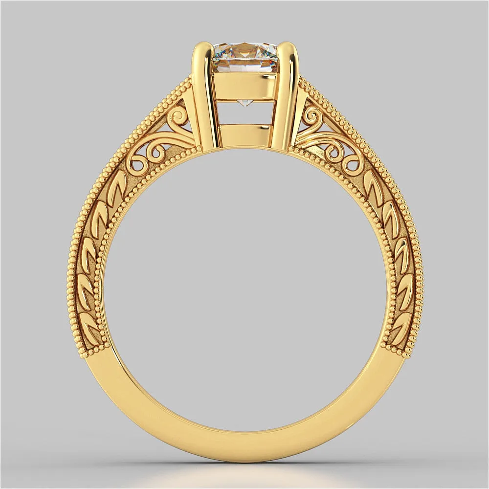 Filigree Cushion Cut Trio Wedding Set