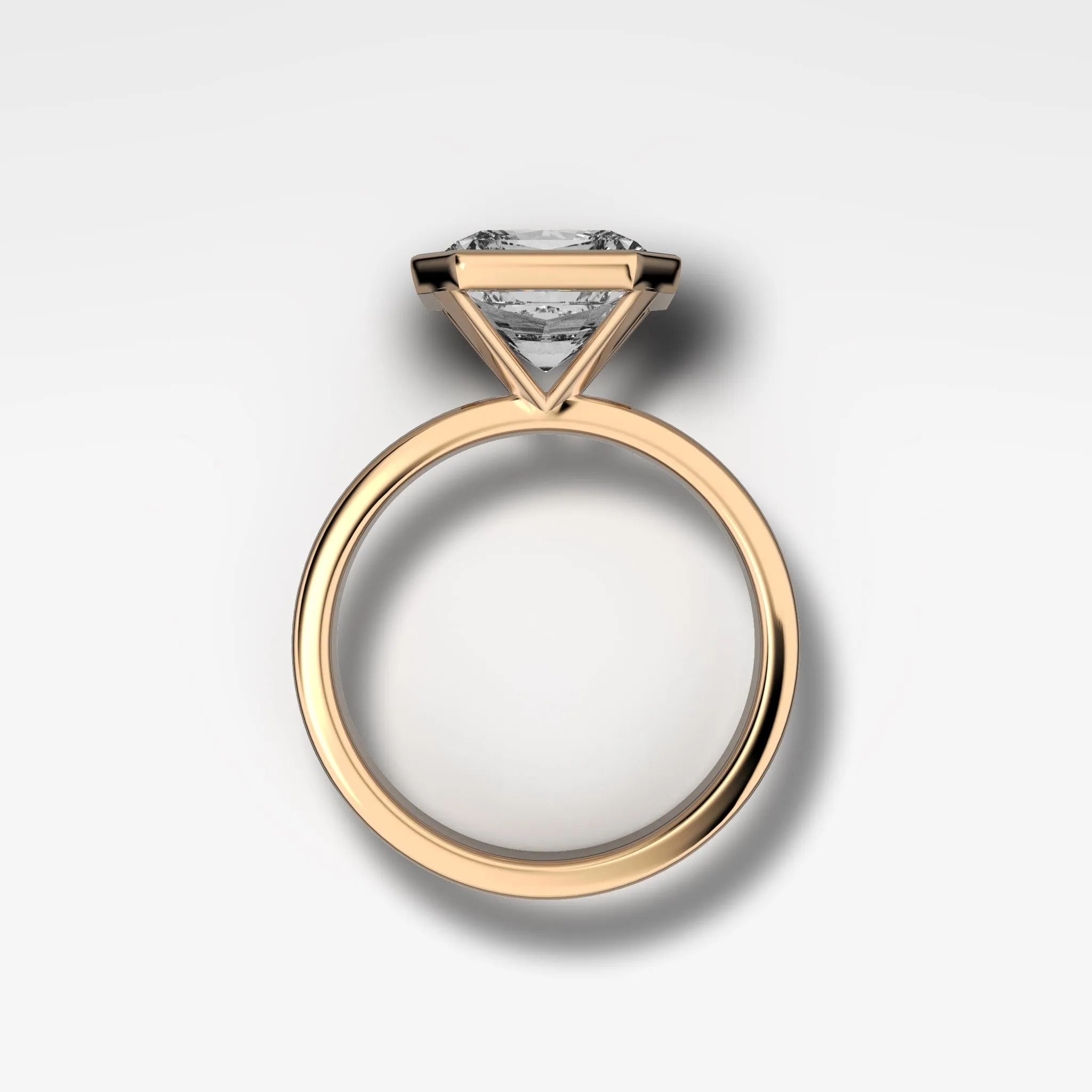 Finest Bezel Set Engagement Ring With Square Radiant Cut Diamond