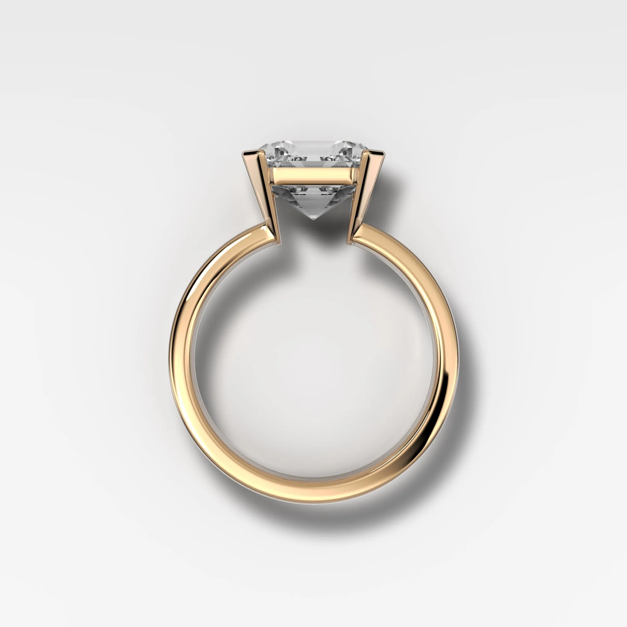 Finest Half Bezel Solitaire Engagement Ring With Asscher Cut Diamond