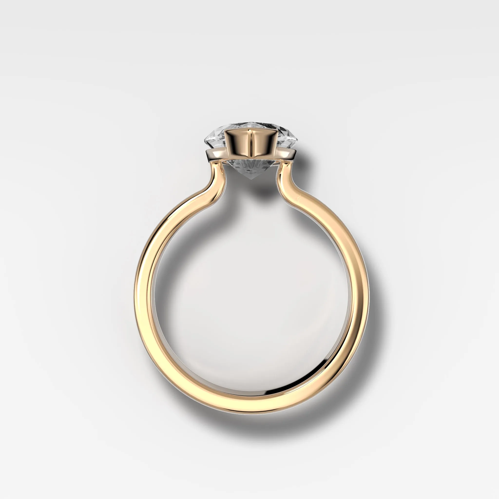 Finest Half Bezel Solitaire Engagement Ring With Marquise Cut Diamond