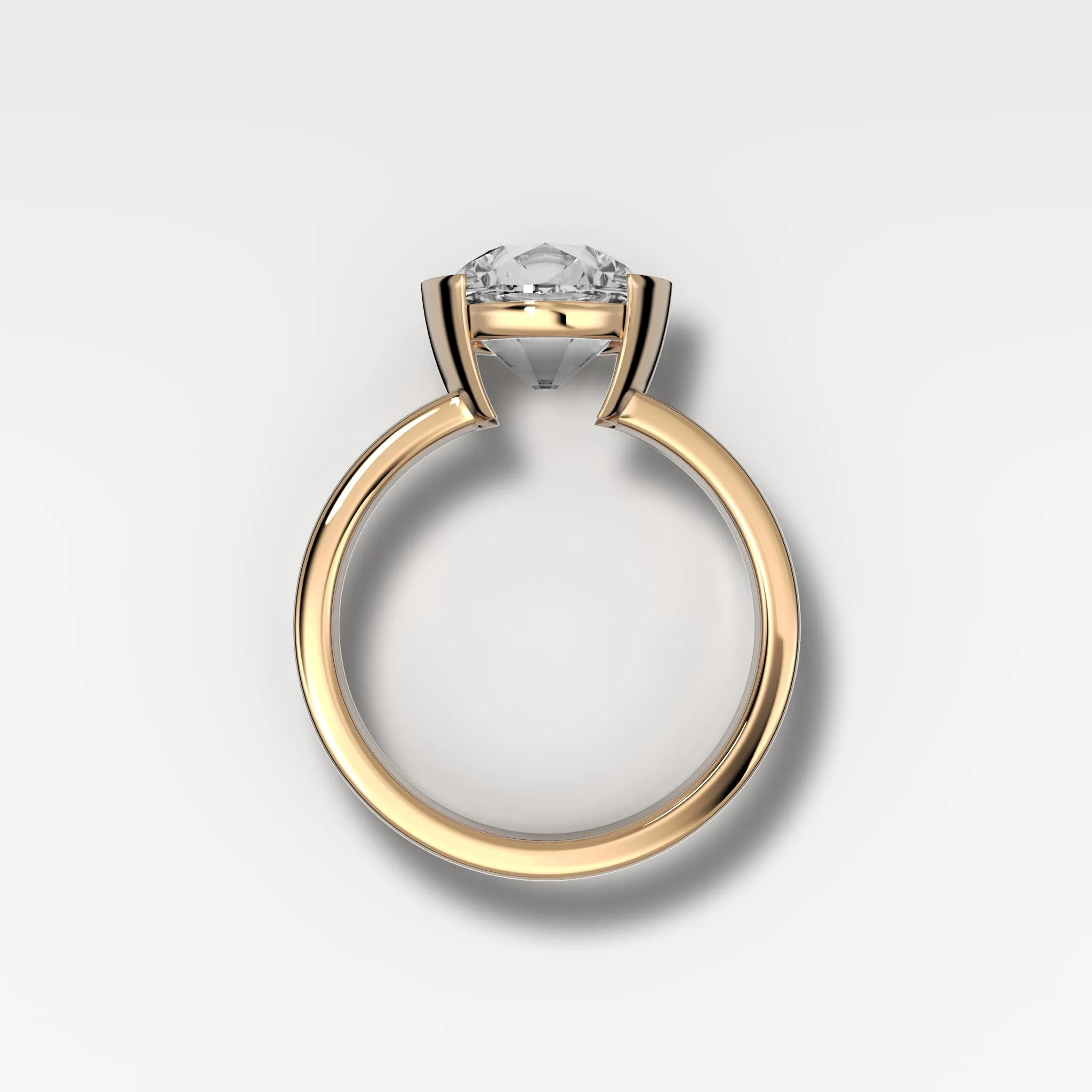 Finest Half Bezel Solitaire Engagement Ring With Old Euro Cut Diamond