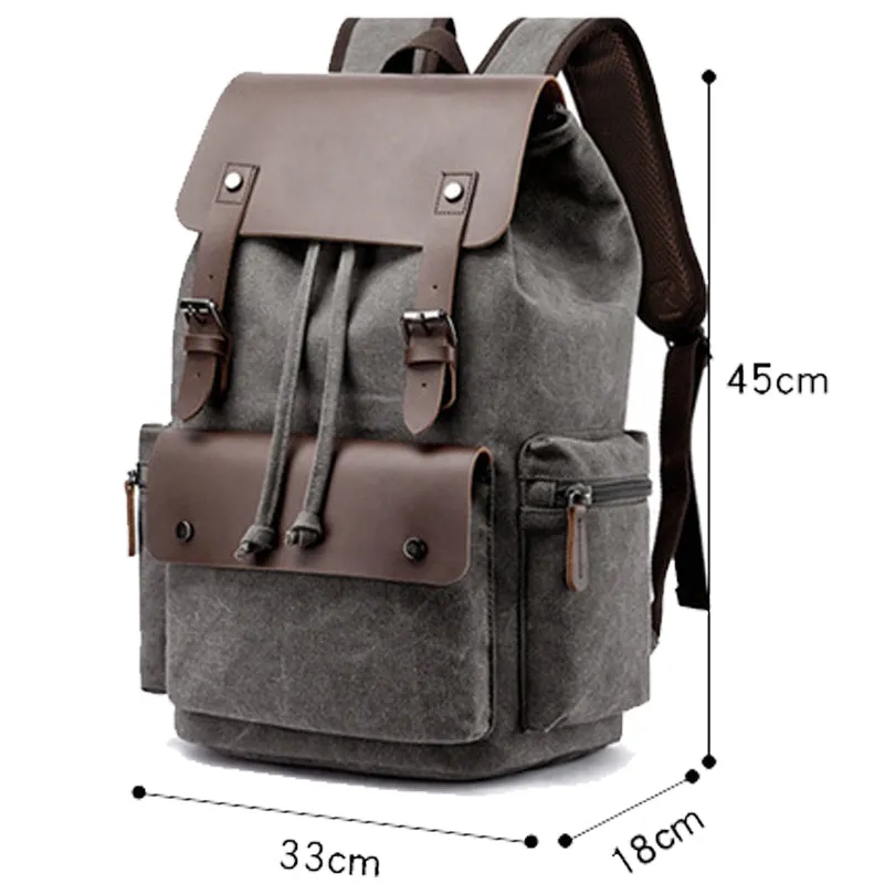 Flap Drawstring Canvas Backpack Daypacks