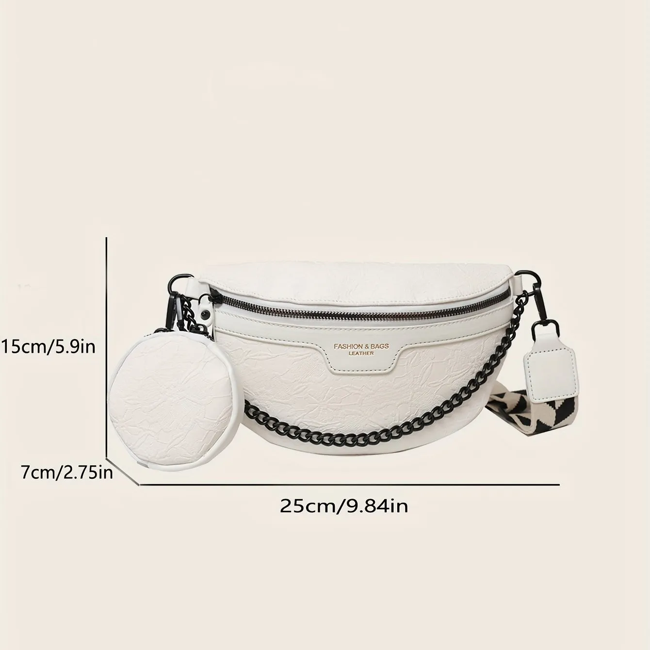 Floral Jacquard Chest Bag With Coin Purse, Y2K Chain Decor Crossbody Bag, Women's PU Leather Fanny Pack