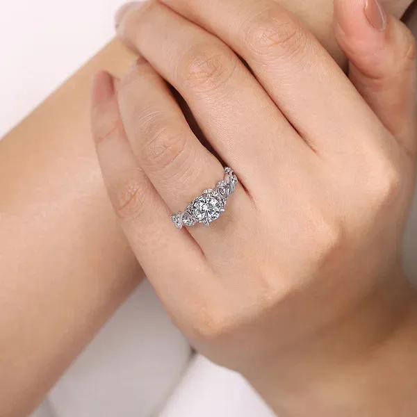 Floral Round Diamond Engagement Ring Mounting