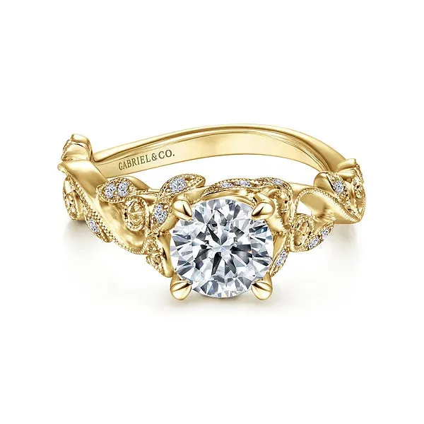 Floral Round Diamond Engagement Ring Mounting