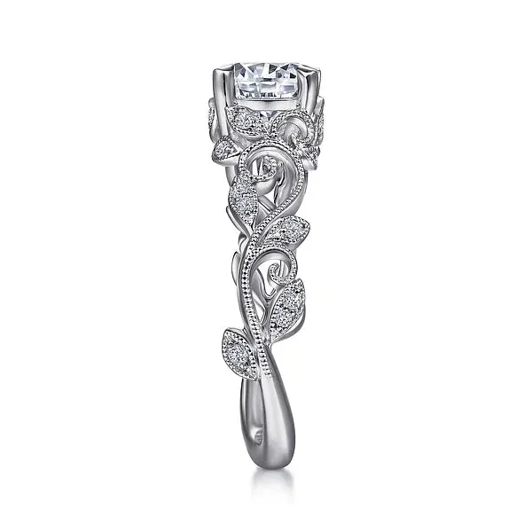 Floral Round Diamond Engagement Ring Mounting
