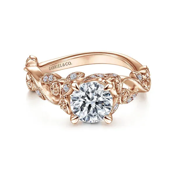 Floral Round Diamond Engagement Ring Mounting
