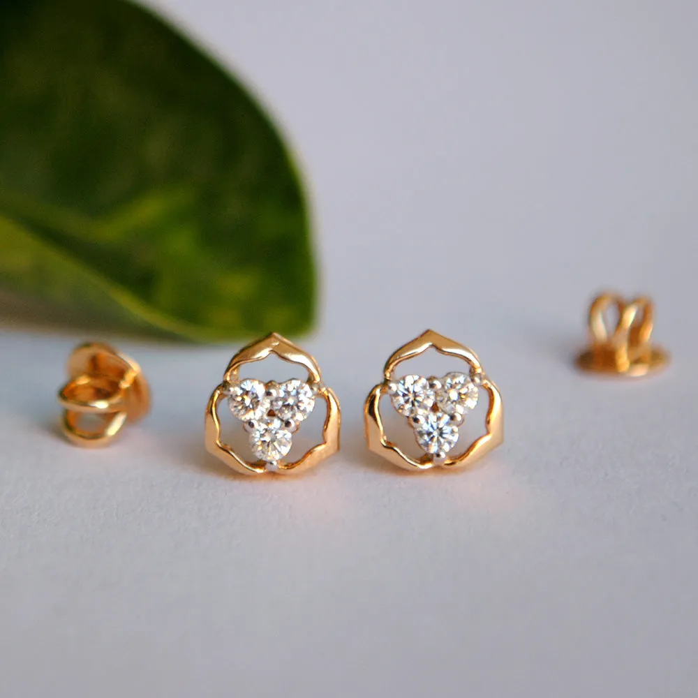 Floral Trinity Diamond Cluster Earrings