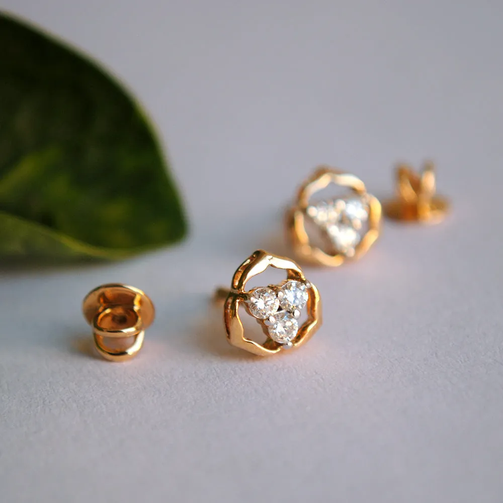 Floral Trinity Diamond Cluster Earrings