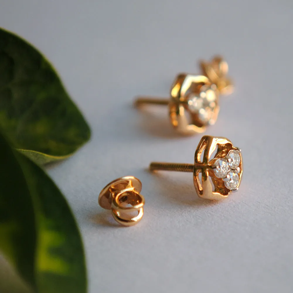 Floral Trinity Diamond Cluster Earrings