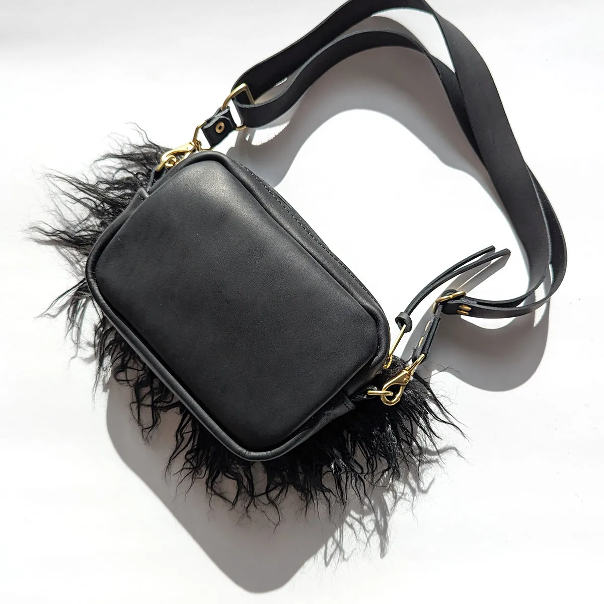 Furry Mini Cubist Crossbody Handbag