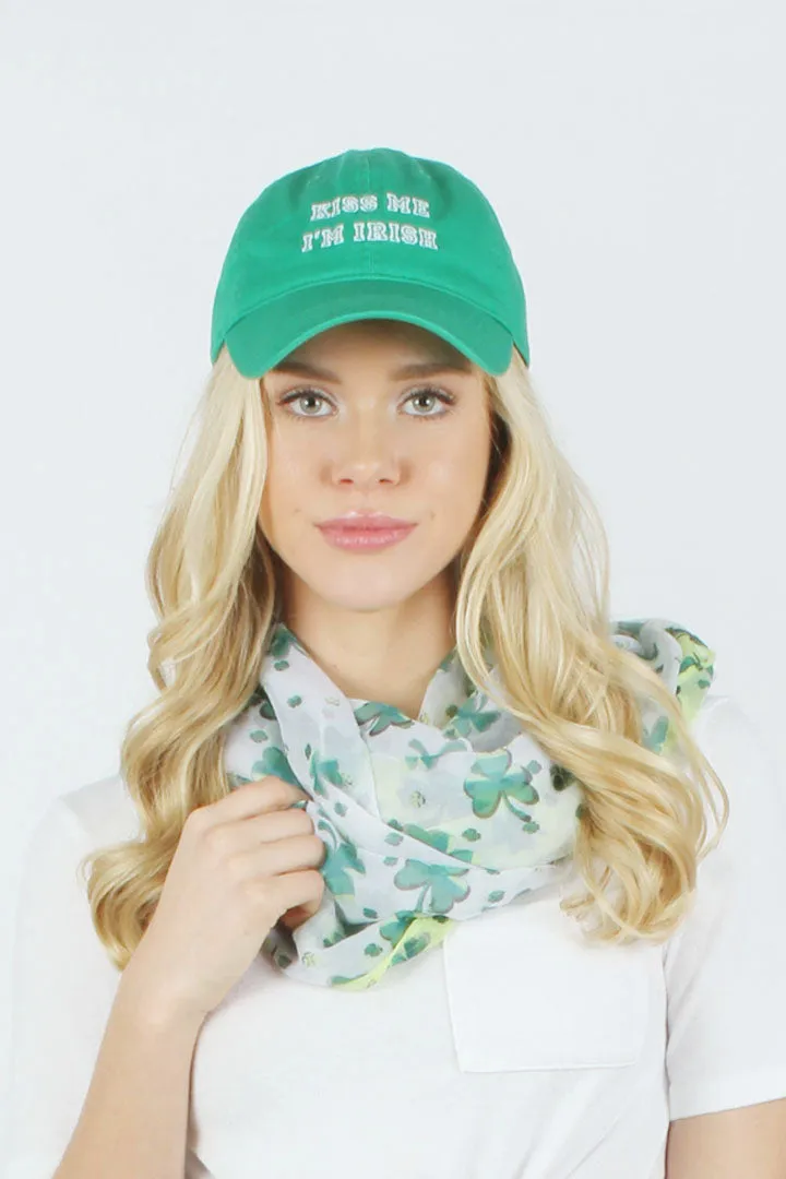 FWCAP93 - "Kiss Me I'm Irish Cotton" Embroidery Cap with Adjustable Buckle Closure