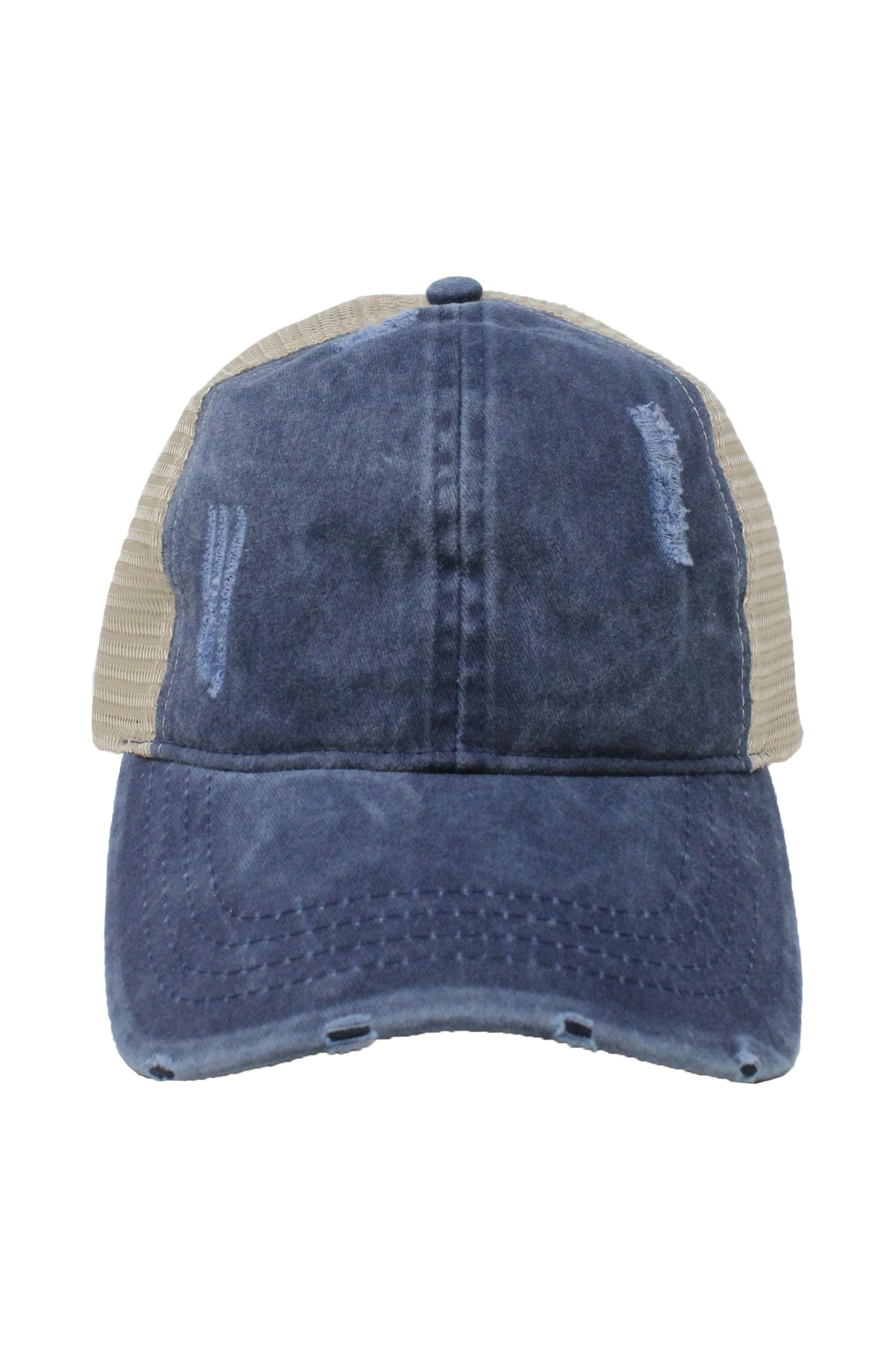 FWCAPM4117 - Washed Mesh Back Baseball Cap with Plastic Adjustable Closure