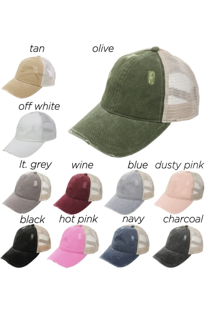 FWCAPM4117 - Washed Mesh Back Baseball Cap with Plastic Adjustable Closure