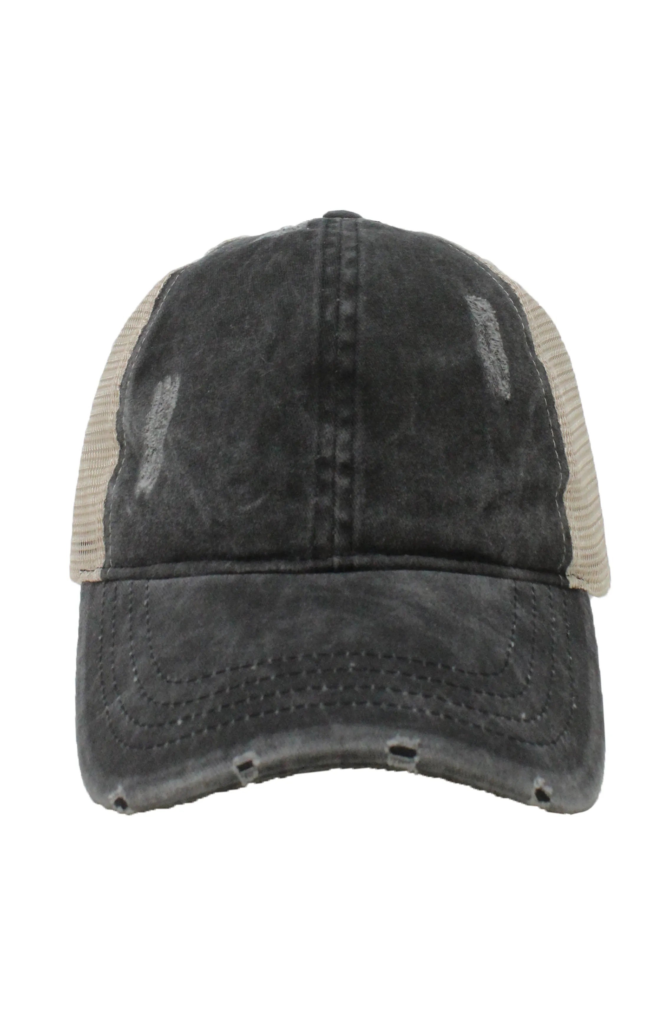FWCAPM4117 - Washed Mesh Back Baseball Cap with Plastic Adjustable Closure