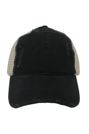 FWCAPM4117 - Washed Mesh Back Baseball Cap with Plastic Adjustable Closure