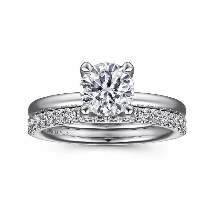 Gabriel 14K White Gold Round Solitaire Diamond Engagement Ring ER15802R4W44JJ