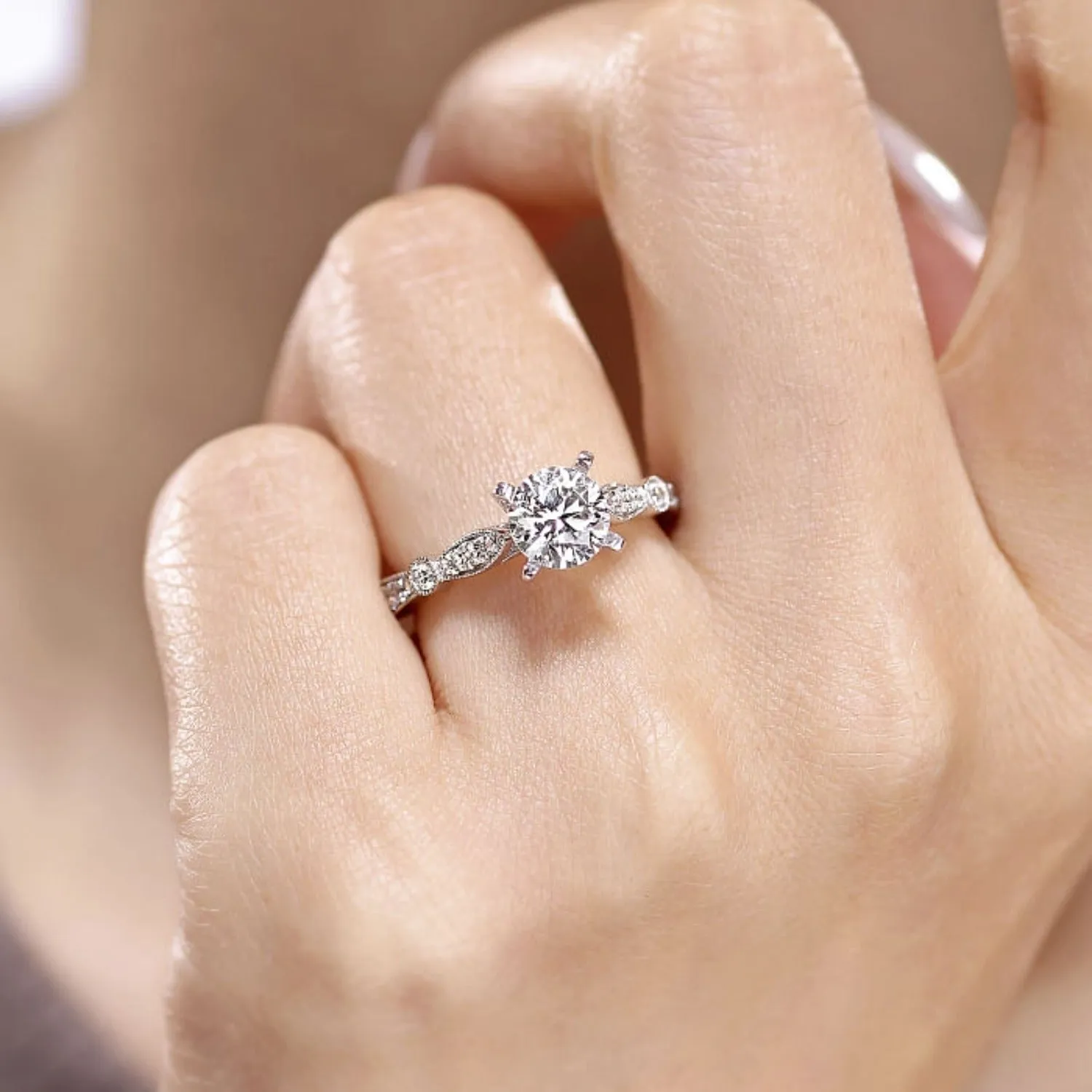 Gabriel & Co. "Mabel" Vintage Style Diamond Engagement Ring