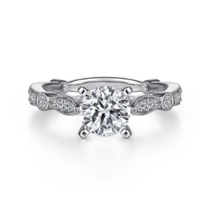 Gabriel & Co. "Mabel" Vintage Style Diamond Engagement Ring