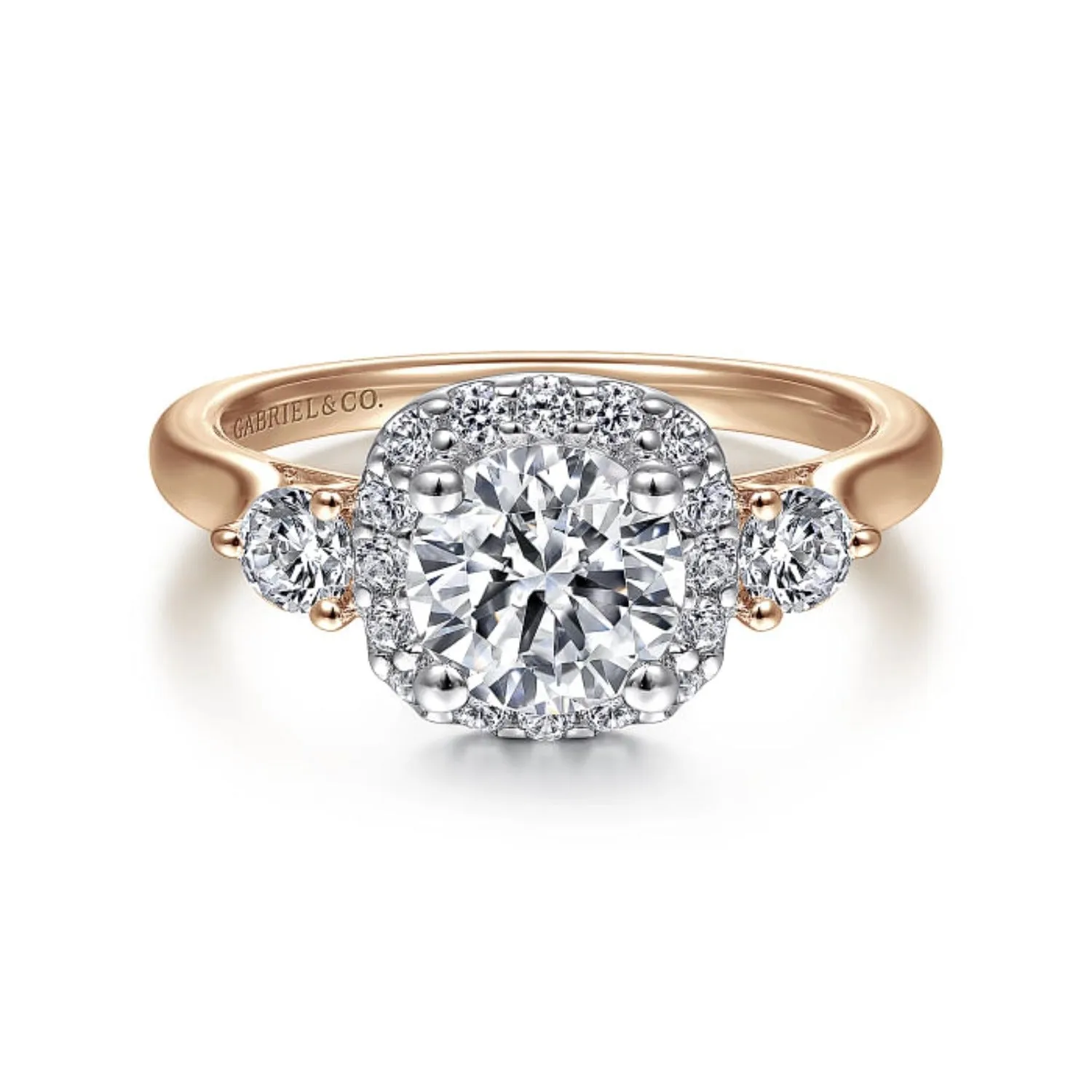 Gabriel & Co. "Martine" Cushion Halo Diamond Halo Engagement Ring